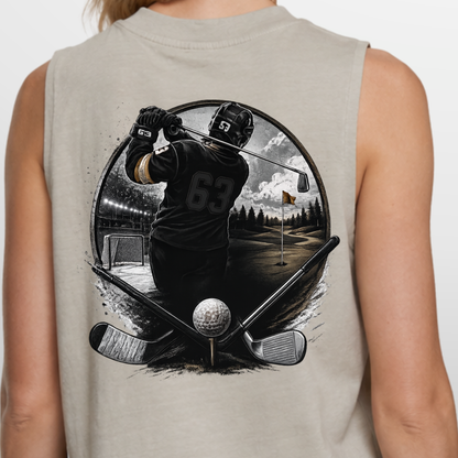 "SWING THAT STICK"  Luis Schinko X The Squad Hockey Ladies Vintage Washed Sleeveless Tee
