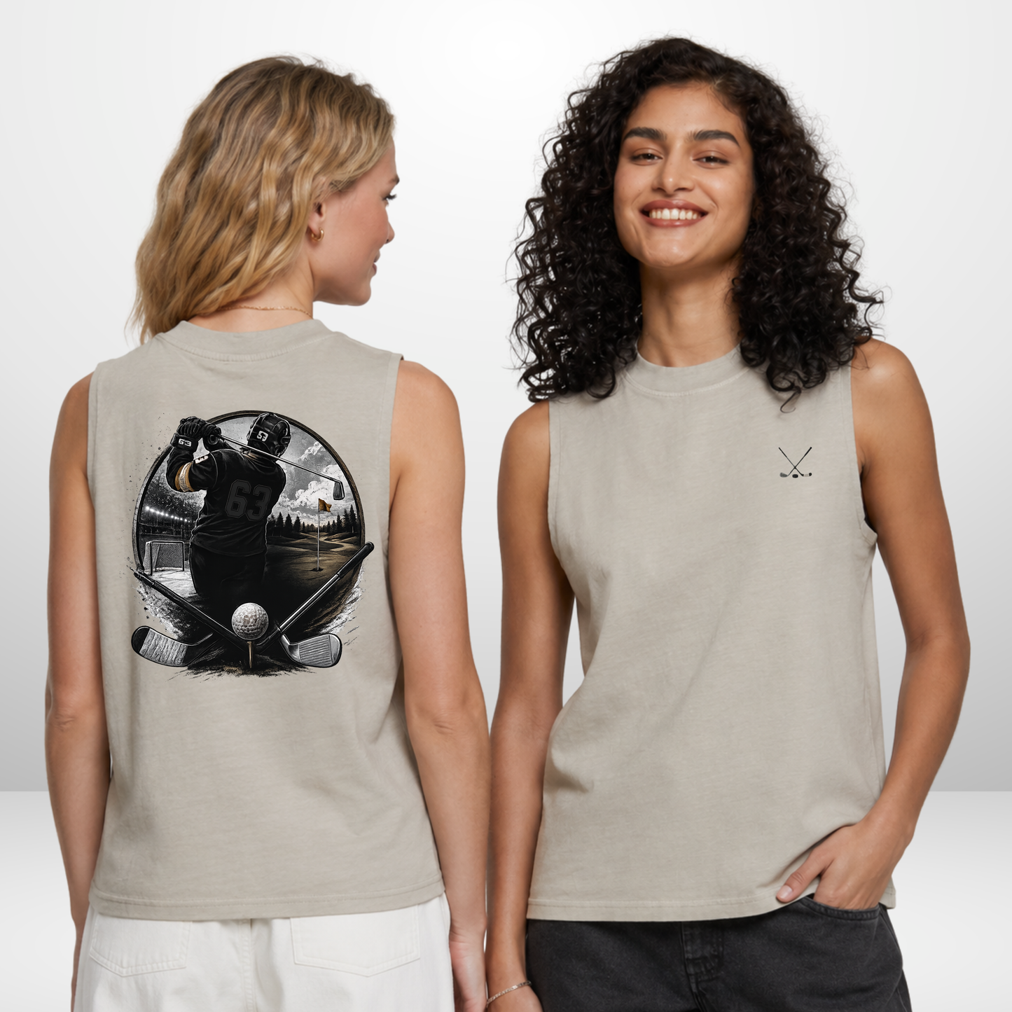 "SWING THAT STICK"  Luis Schinko X The Squad Hockey Ladies Vintage Washed Sleeveless Tee