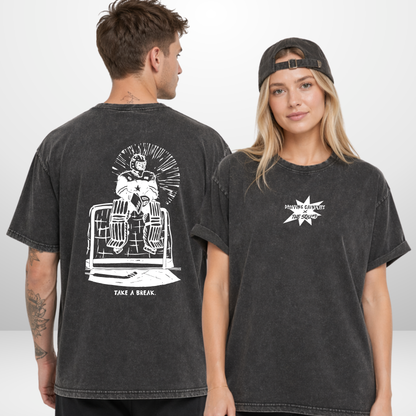 "TAKE A BREAK" The Squad Hockey Acid Washed Oversized T-Shirt
