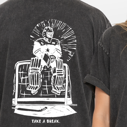 "TAKE A BREAK" The Squad Hockey Acid Washed Oversized T-Shirt