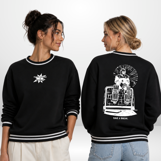 "TAKE A BREAK" the squad  x 𝔡𝔯𝔬𝔭𝔭𝔦𝔫𝔤 𝔤𝔞𝔲𝔫𝔱𝔩𝔢𝔱𝔰 Ladies Crewneck
