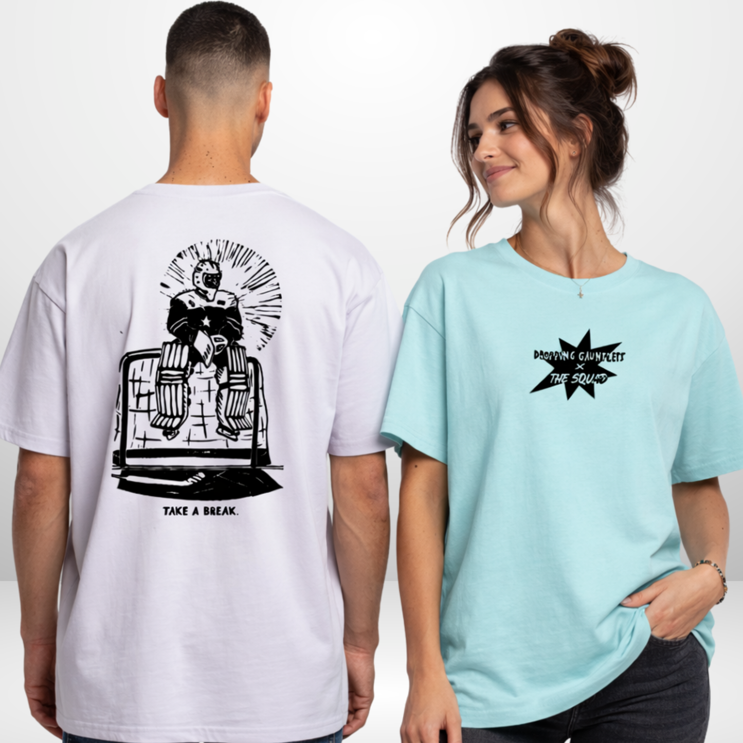 "TAKE A BREAK" 𝔡𝔯𝔬𝔭𝔭𝔦𝔫𝔤 𝔤𝔞𝔲𝔫𝔱𝔩𝔢𝔱𝔰 x The Squad Oversized Shirt in 2 Farben