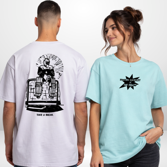 "TAKE A BREAK" 𝔡𝔯𝔬𝔭𝔭𝔦𝔫𝔤 𝔤𝔞𝔲𝔫𝔱𝔩𝔢𝔱𝔰 x The Squad Oversized Shirt in 2 Farben