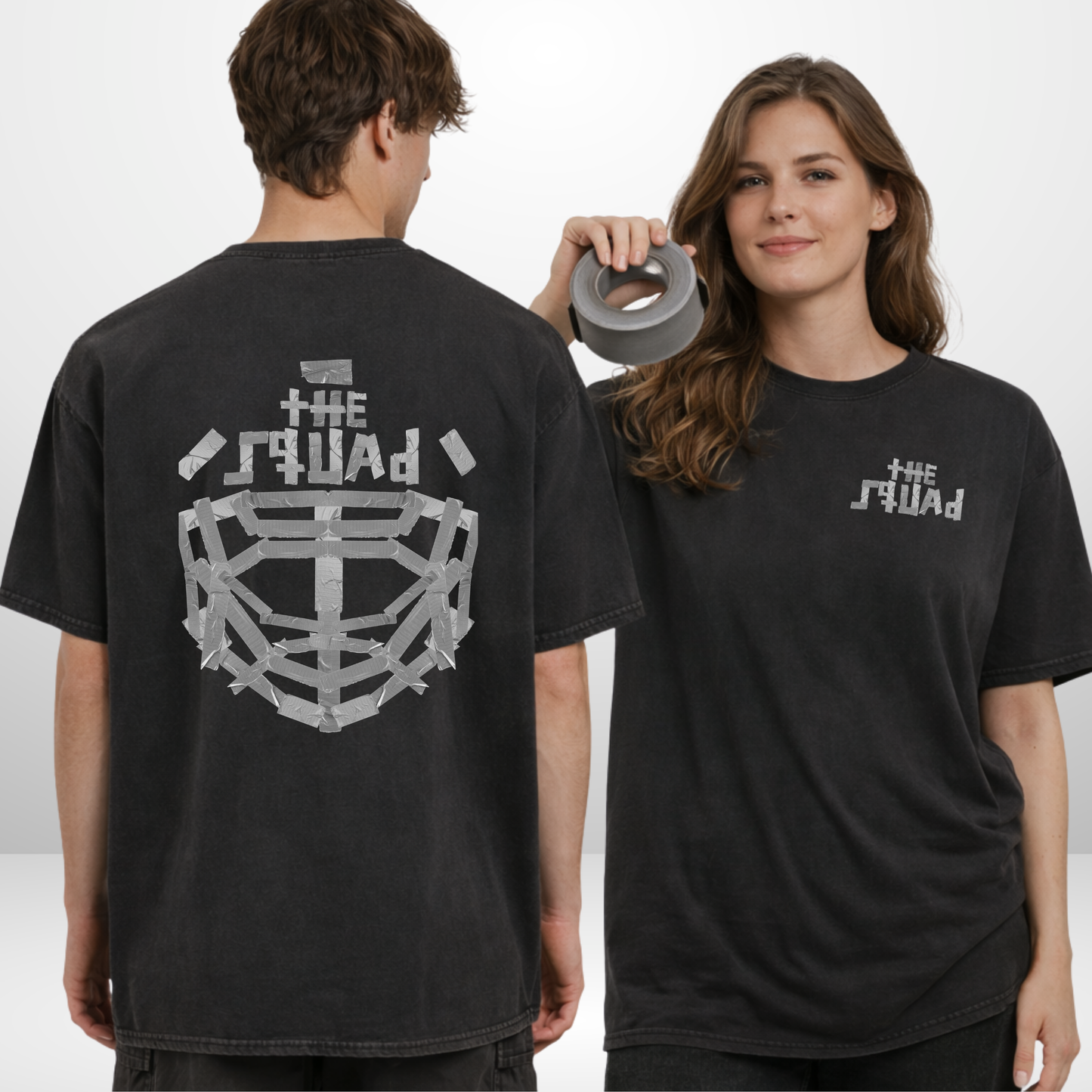 "TAPE" The Squad Acid Washed Oversized T-Shirt