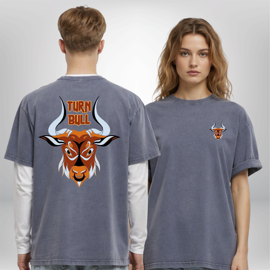 "THE BULL" Travis Turnbull X The Squad Acid Washed Oversized T-Shirt