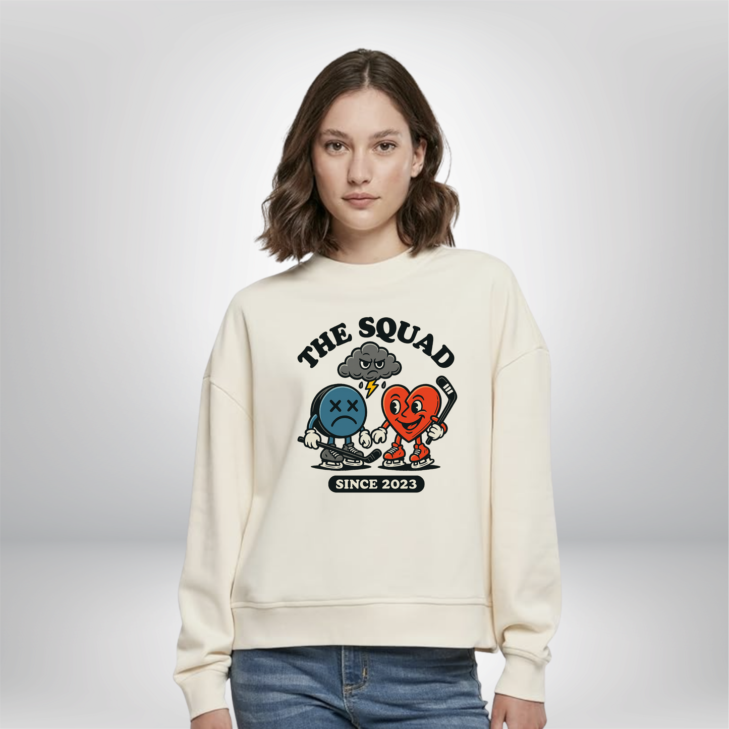 THE SQUAD "Cloudy Mood" Ladies Oversized Crewneck