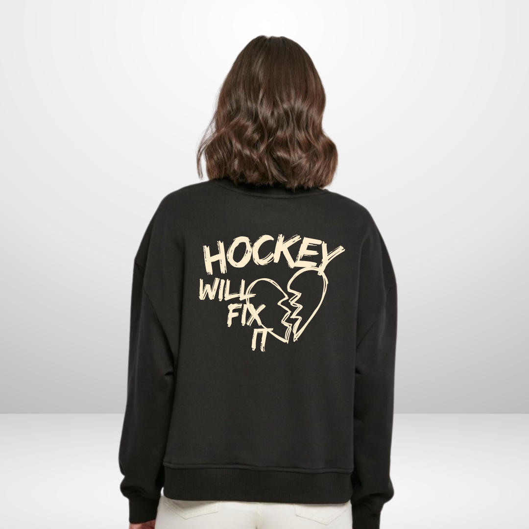 THE SQUAD 💔🏒🩹 "Hockey will fix it" Ladies Oversized Crewneck