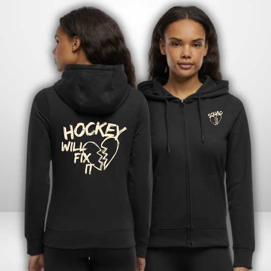 THE SQUAD "Hockey will fix it" Ladies Zip Hoody