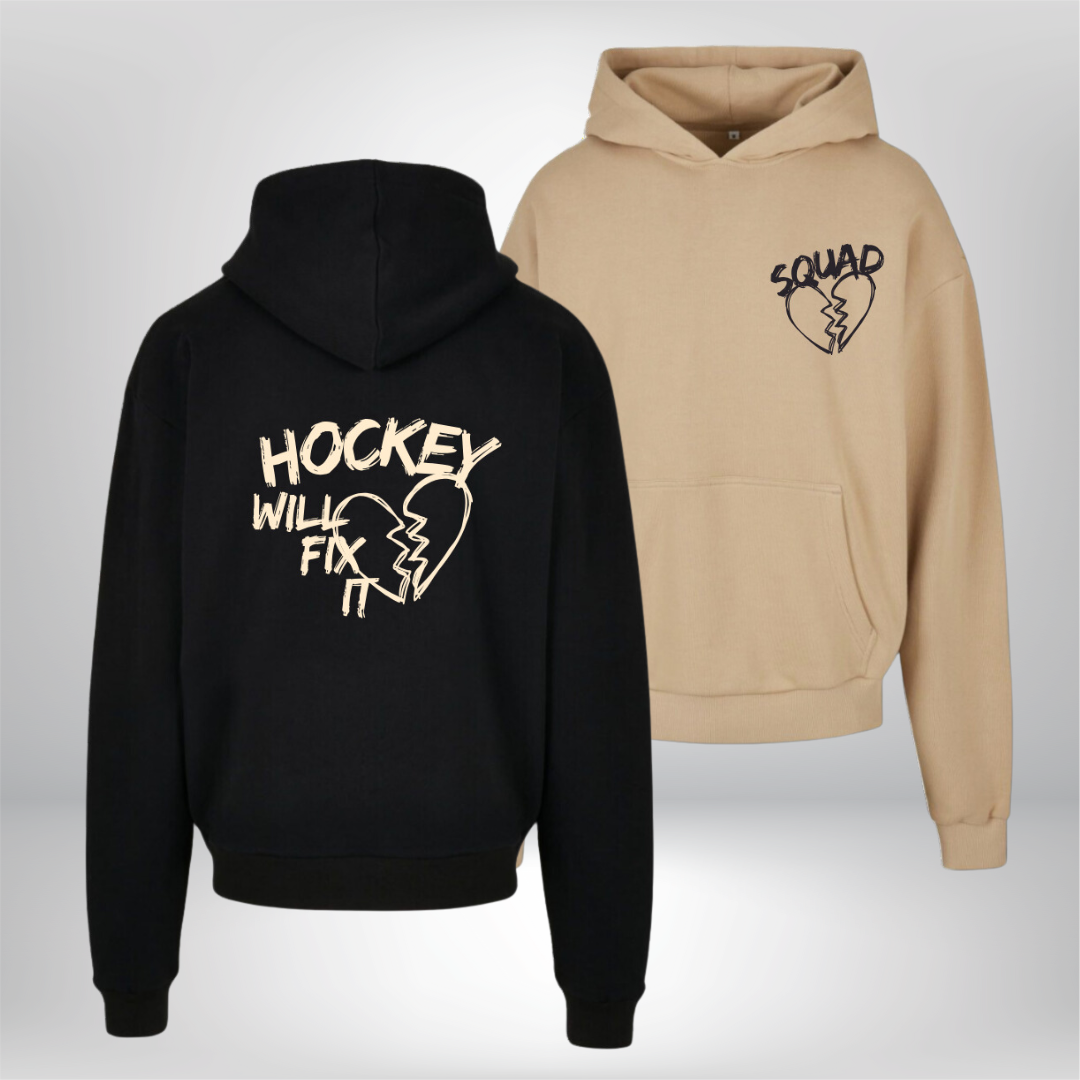 THE SQUAD "Hockey will fix it" Ultra Heavy Oversized Hoodie in 2 Farben