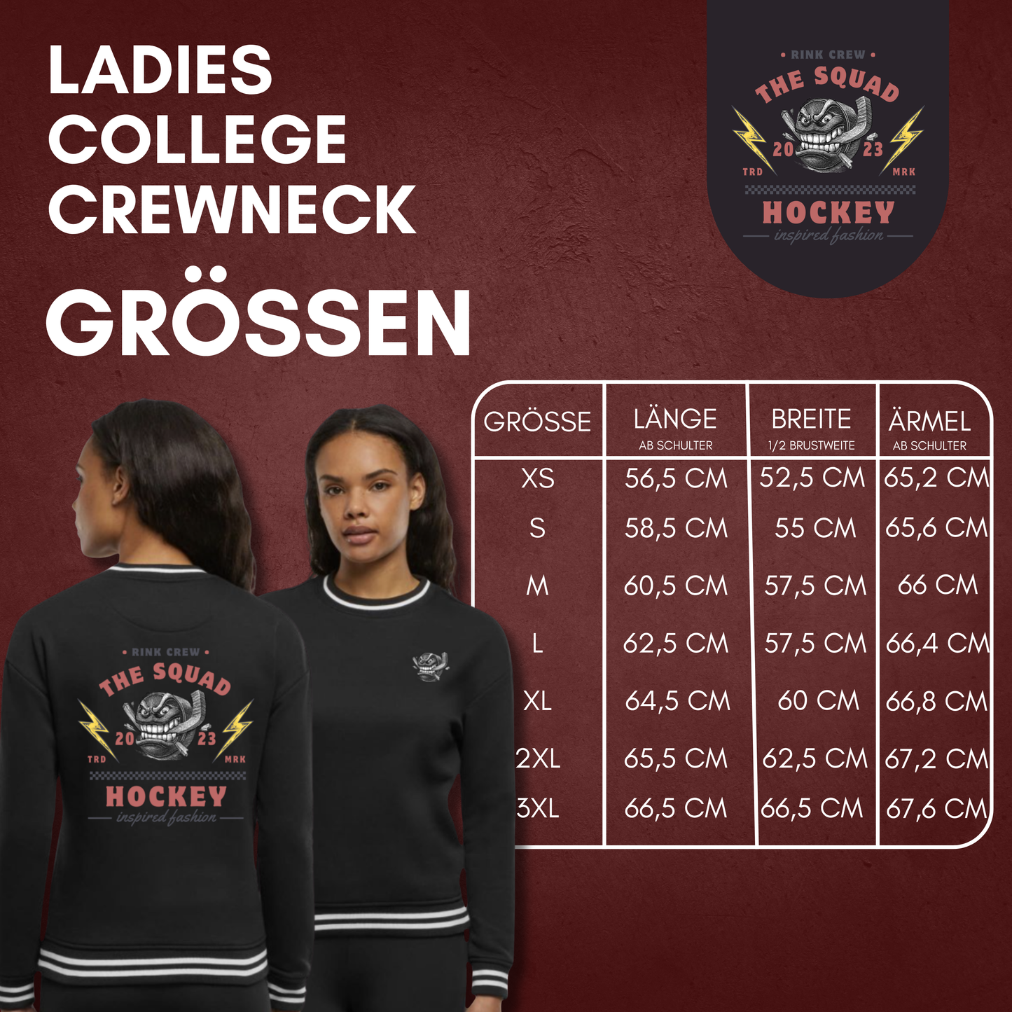 THE SQUAD "Rink Crew" Ladies College Sweat Crew