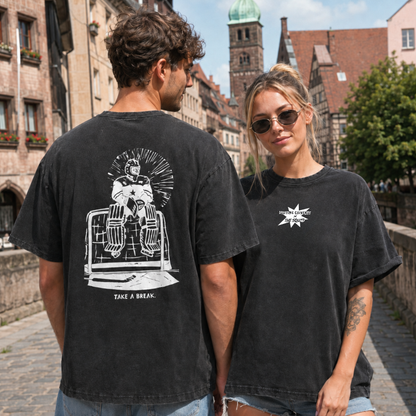 Take a break Acid Washed Oversized Shirt