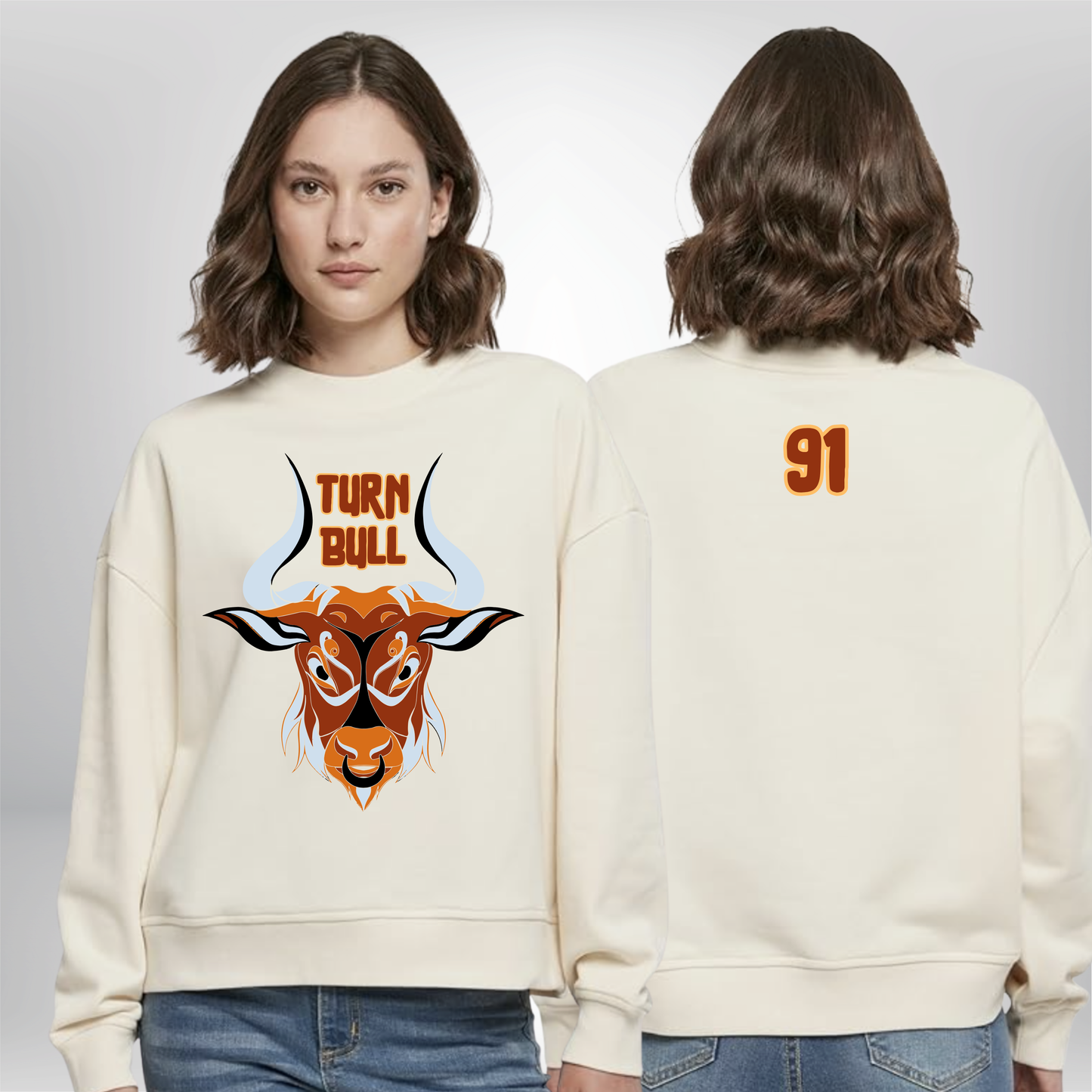 Travis Turnbull "Bull 91" Ladies Oversized Crewneck