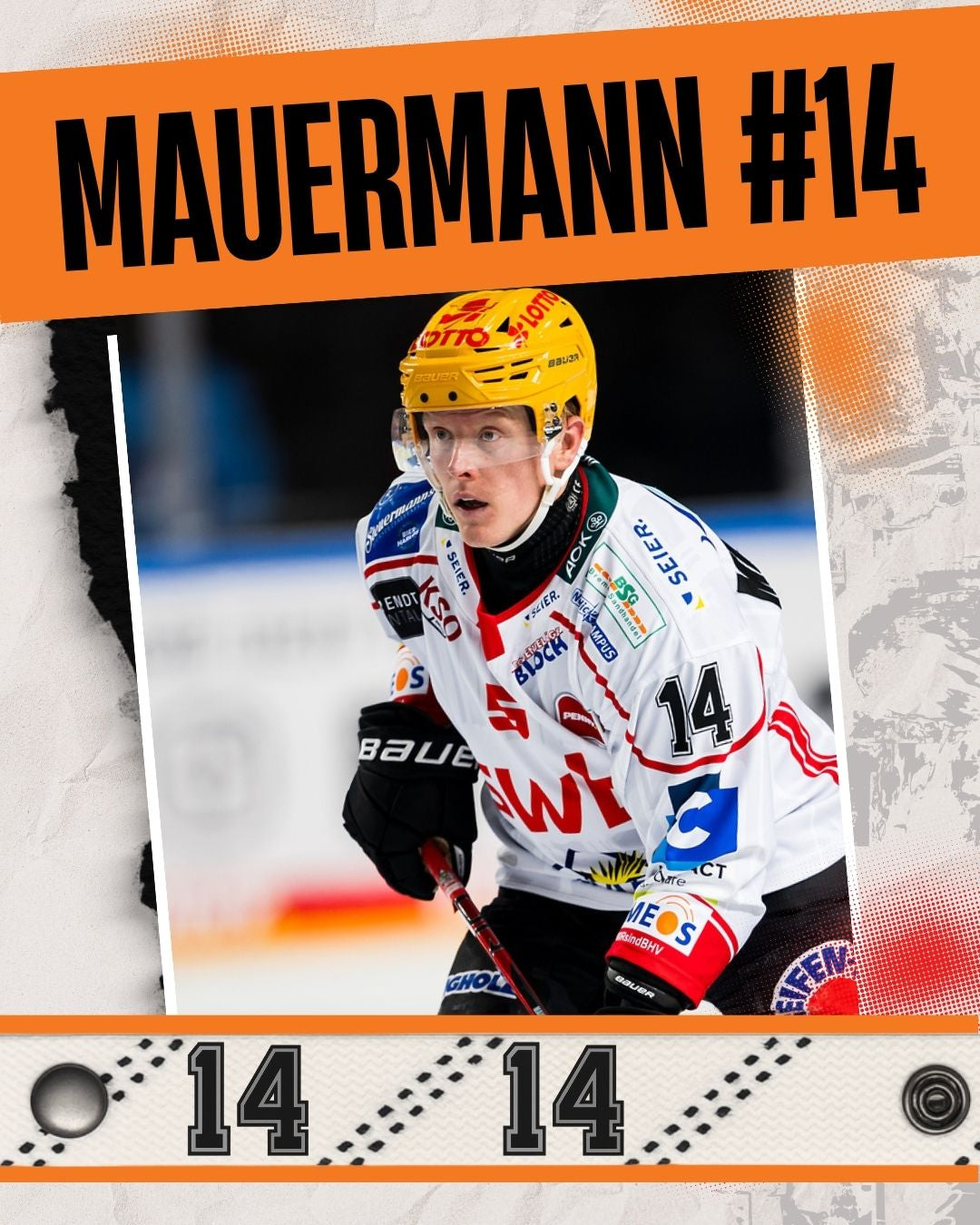 #14 Eishockey Armband Ross Mauermann #14 - GAMECODE Lace Armband