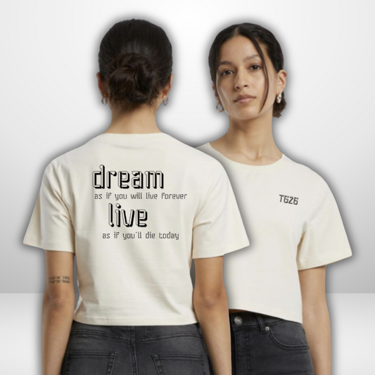 𝕋𝕚𝕞𝕠 𝔾𝕒𝕞𝕤 "dream/live" Cropped Tee