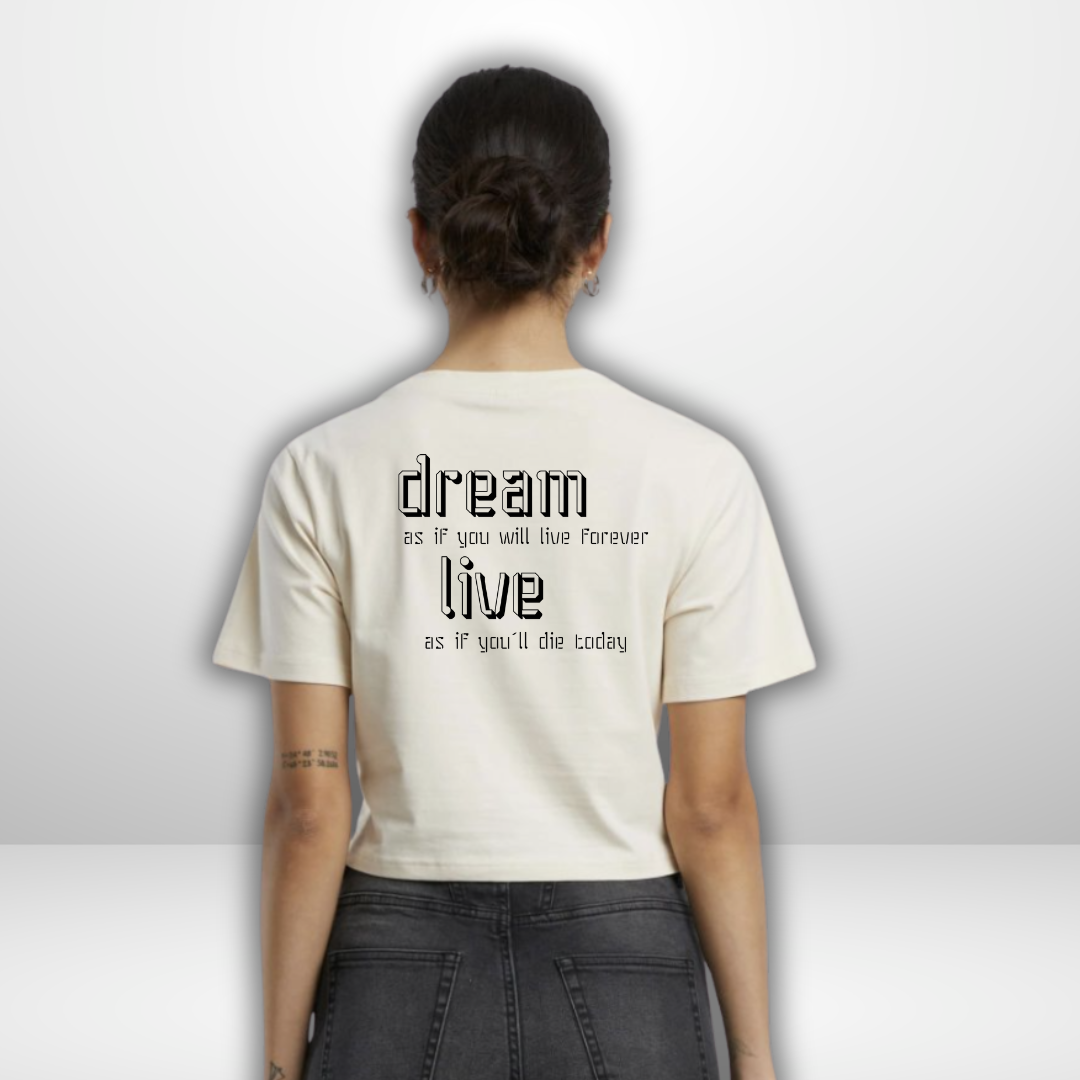 𝕋𝕚𝕞𝕠 𝔾𝕒𝕞𝕤 "dream/live" Cropped Tee