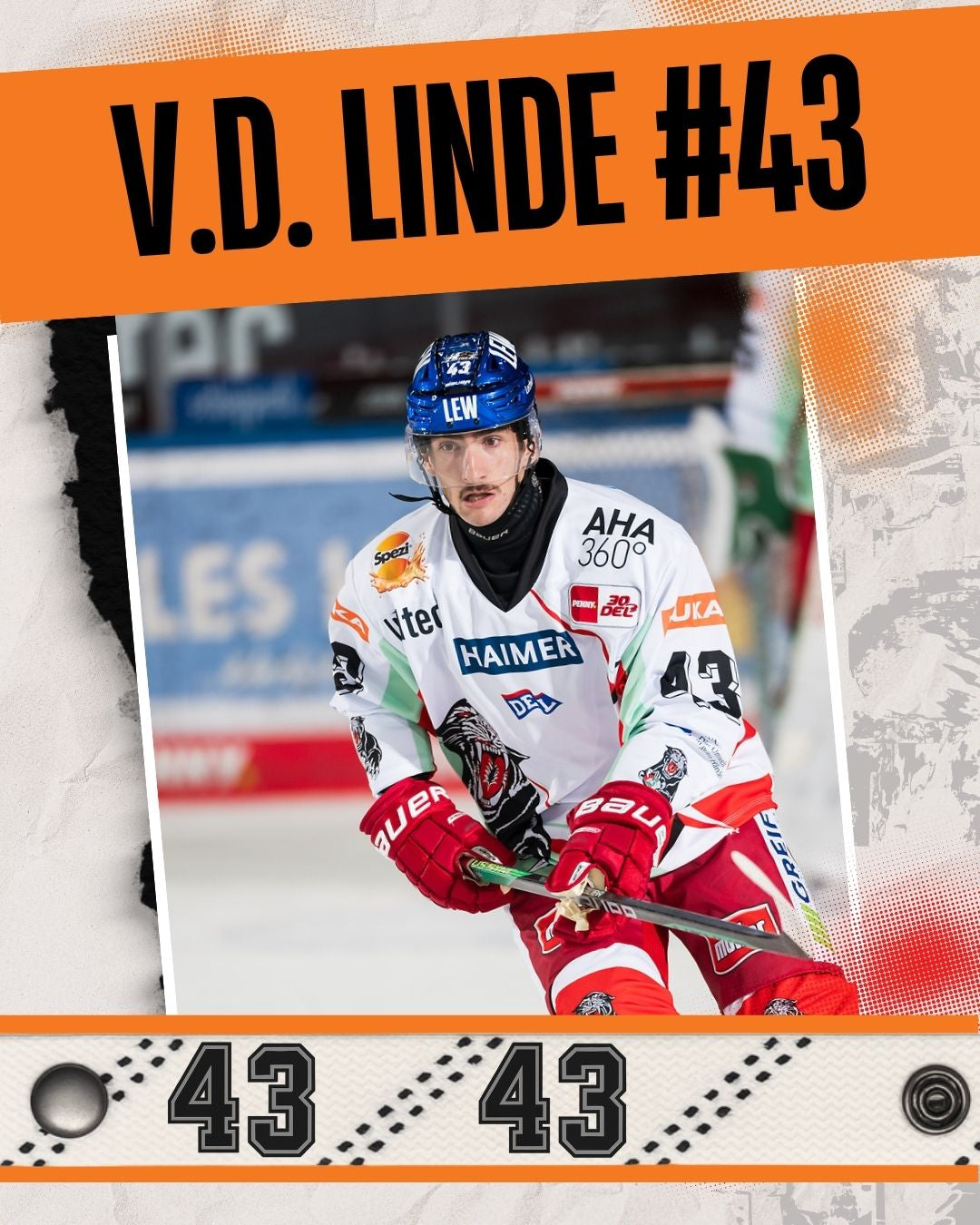 #43 Eishockey Armband Leon van der Linde #43 - GAMECODE Lace Armband
